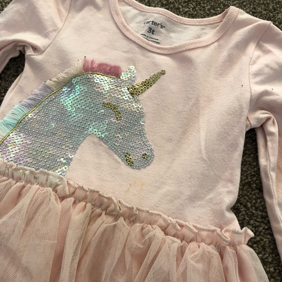 Carterβs girls 3T toddler play dresses long sleeve tulle tutu unicorn bundle lot - Picture 8 of 10